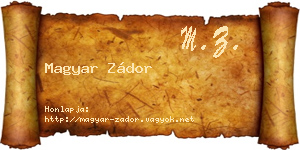 Magyar Zádor névjegykártya